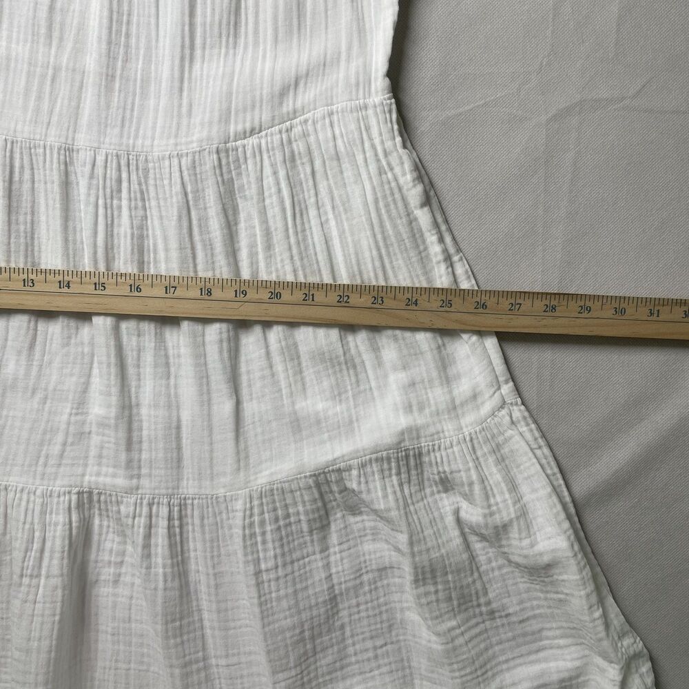 Old Navy White Tiered Shift Dress Puff Sleeve Gauze Women's Size L - Picture 10 of 12